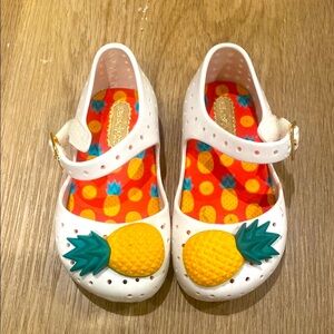 Mini Melissa White Pineapple Kids Shoes Sandals Size 6